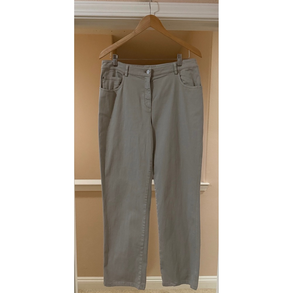 St. JOHN Yellow Label Jeans Women's Straight Stretch Gray Size 10.